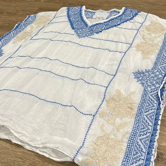 Johnny Was 3J Workshop Embroidered Kaftan Tunic Dress Shirt Women’s XS runs‎ big - Picture 3 of 8
